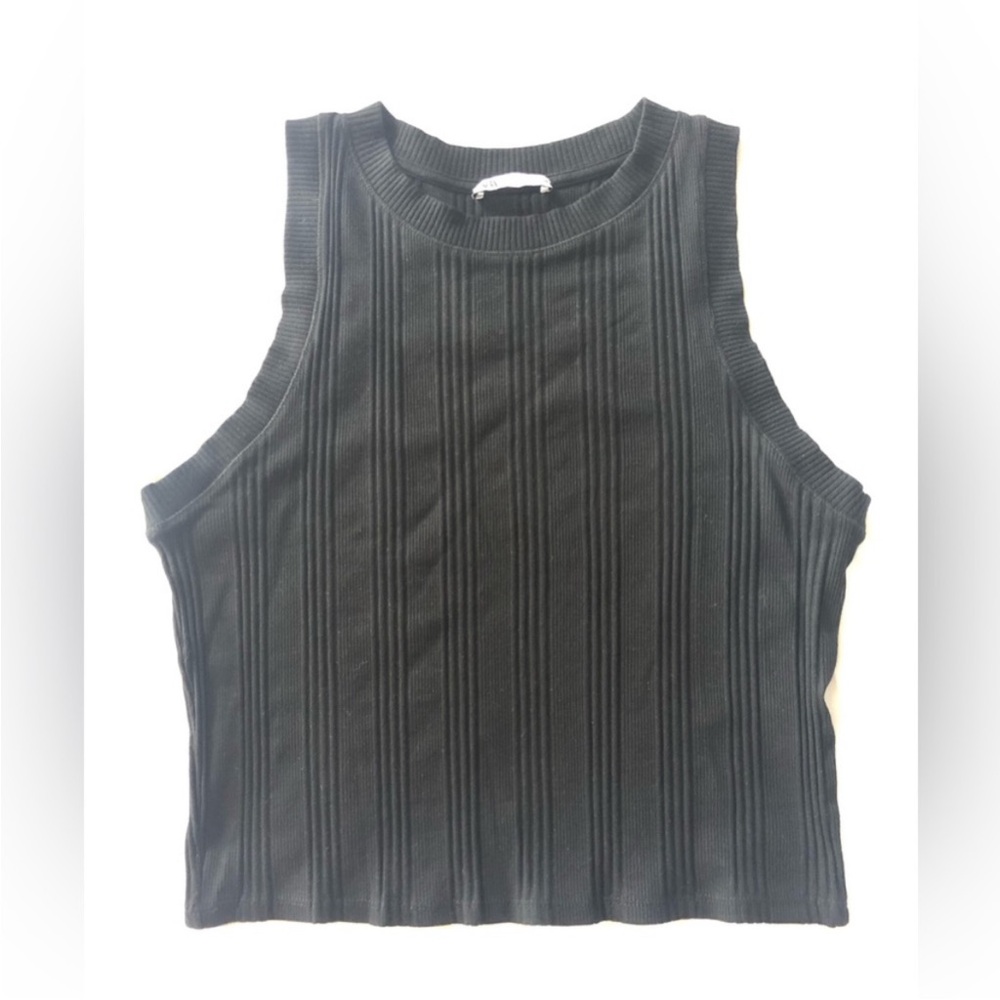 ZARA| Black Ribbed Sleeveless Top